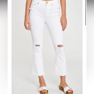 Daze Denim SHY GIRL HIGH RISE CROP FLARE IN MARSHMALLOW Women's White Jeans